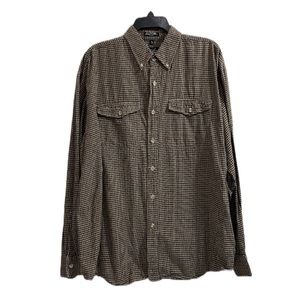 Justin Boots Brown Checkered Men’s Button Down Large